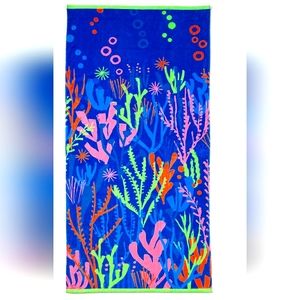 Kids Coral Printed Velour Beach Towel